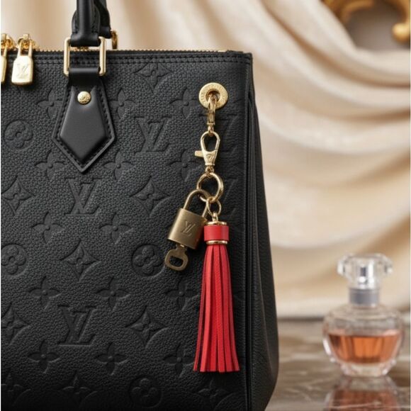 LOUIS VUITTON Red Tassel Keychain with Gold Accents - Picture 1 of 4